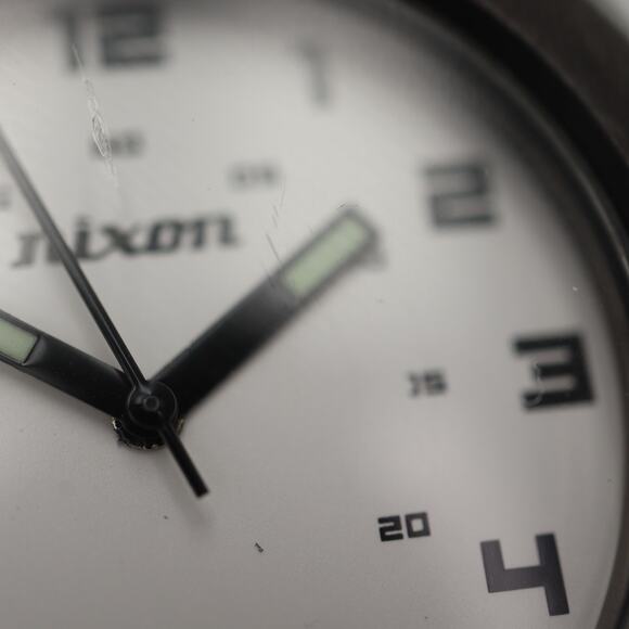 Nixon The Scout Mens Watch 35mm Silver Dial Black Nylon Strap with New Battery - Picture 8 of 15